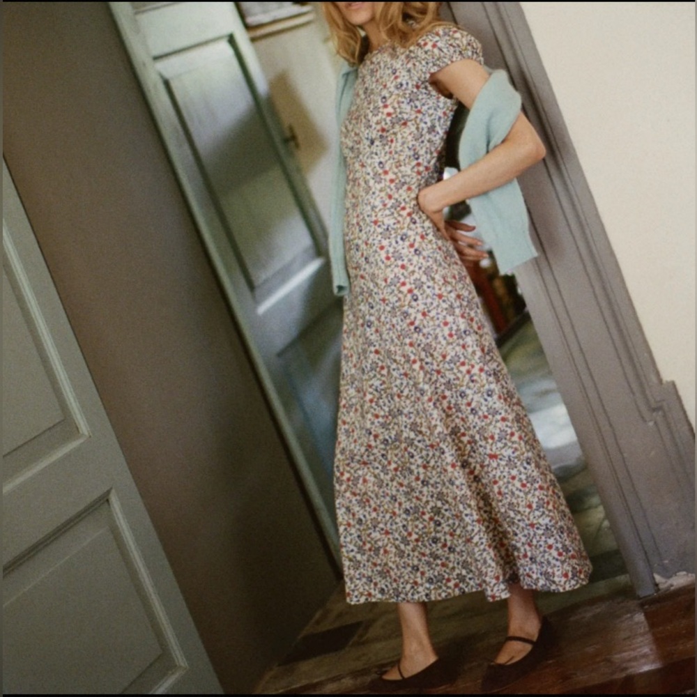 Doen Rhodia floral-print organic cotton-voile midi dress Size S - Picture 3 of 10